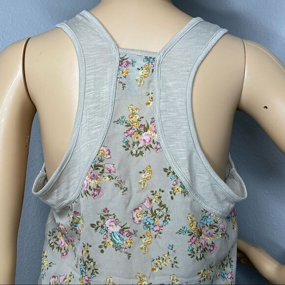 Weavers Sleeveless Scoop Neck Racerback Shirt Floral Detail on Back Beige Medium - Picture 6 of 14